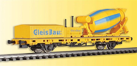 Viessmann 2624 HO Scale Low-Side Car w/Motorized Cement Mixer - Ready to Run w/DCC Functions -- GleisBau (yellow, blue)