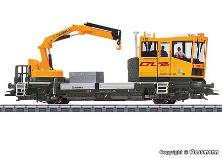 Viessmann 26828 HO Scale Robel 54.22 Track Maintenance Car with Working Crane, Sound and DCC -- Luxembourg Railways CFL (yellow, black)