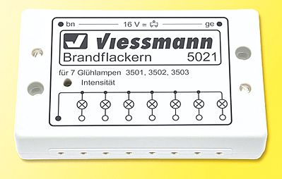 Viessmann 5021 All Scale Flickering Light Effect Circuit w/2 Yellow & 1 Red Bulbs -- 16 Volt