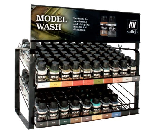 Vallejo 1008 Model Wash 35ml Deal w/Rack (6 each: 18 Colors & #76550)