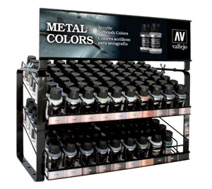 Vallejo 1012 Metal Color 32ml Paint Deal w/Rack (6 each: 17 Colors & #77657, #77660)