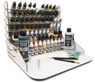 Vallejo 26012 Module Paint Display Stand w/Vertical Storage & Small Workstation (Holds 82 bottles & brushes)