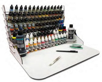 Vallejo 26014 Module Paint Display Stand w/Vertical Storage & Large Workstation (Holds 118 bottles & brushes)