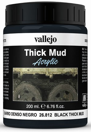 Vallejo 26812 200ml Bottle Black Thick Mud Diorama Effect