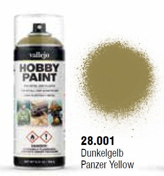 Vallejo 28001 Panzer Yellow AFV Solvent-Based Acrylic Paint 400ml Spray