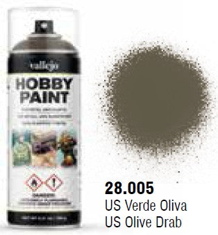 Vallejo 28005 US Olive Drab AFV Solvent-Based Acrylic Paint 400ml Spray