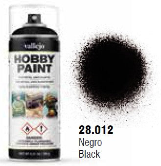 Vallejo 28012 Black Solvent-Based Acrylic Primer 400ml Spray