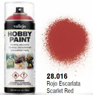 Vallejo 28016 Scarlet Red Fantasy Solvent-Based Acrylic Paint 400ml Spray