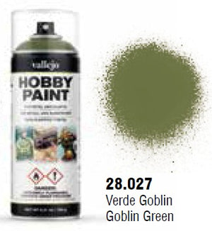 Vallejo 28027 Goblin Green Fantasy Solvent-Based Acrylic Paint 400ml Spray