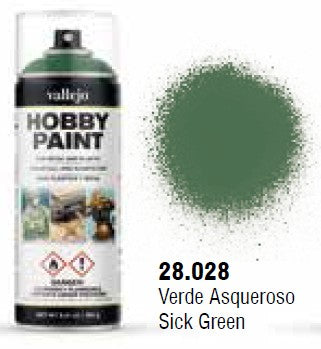 Vallejo 28028 Sick Green Fantasy Solvent-Based Acrylic Paint 400ml Spray