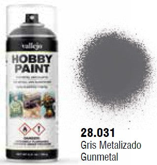 Vallejo 28031 Gun Metal Fantasy Solvent-Based Acrylic Paint 400ml Spray
