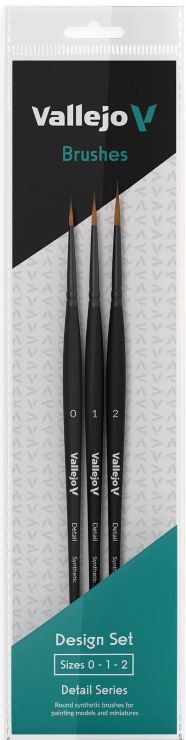 Vallejo 2991 Detail Design Round Synthetic Brush Set: 0, 1, 2