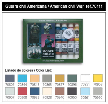 Vallejo 70111 17ml Bottle American Civil War Model Color Paint Set (16 Colors)