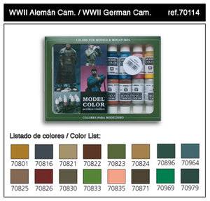 Vallejo 70114 17ml Bottle WWII German Camo Model Color Paint Set (16 Colors)