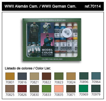 Vallejo 70114 17ml Bottle WWII German Camo Model Color Paint Set (16 Colors)