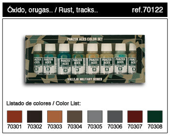 Vallejo 70122 17ml Bottle Panzer Aces Paint Set #1 (8  Colors: #301-308)