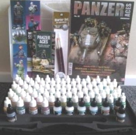 Vallejo 70174 Panzer Aces Paint Set in Plastic Storage Case (72 Colors & Brushes)