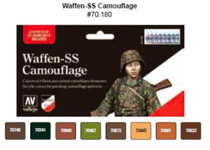 Vallejo 70180 17ml Bottle WWII Waffen SS Camo Uniforms Model Color Paint Set (8 Colors)