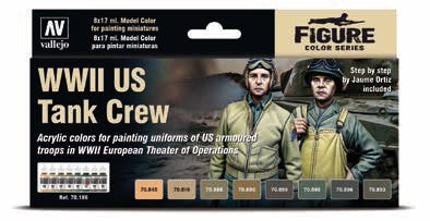 Vallejo 70186 17ml Bottle WWII US Tank Crew Uniforms Model Color Paint Set (8 Colors)