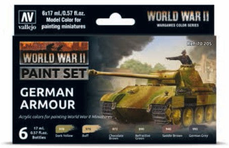 Vallejo 70205 17ml Bottle WWII Wargames German Armour Model Color Paint Set (6 Colors)