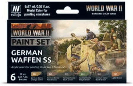 Vallejo 70207 17ml Bottle WWII Wargames German Waffen SS Model Color Paint Set (6 Colors)