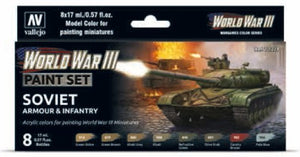 Vallejo 70221 17ml Bottle WWIII Wargames Soviet Armour/Infantry Model Color Paint Set (8 Colors)