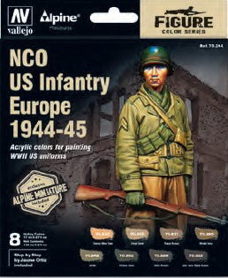 Vallejo 70244 17ml Bottle Alpine NCO US Infantry Europe 1944-45 Figure Model Color Paint Set (8 Colors)
