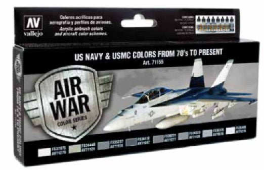 Vallejo 71155 17ml Bottle USN & USMC 70's to Present Model Air War Paint Set (8 Colors)