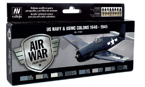 Vallejo 71157 17ml Bottle USN & USMC 1940-1945 Model Air War Paint Set (8 Colors)