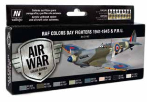 Vallejo 71162 17ml Bottle RAF Day Fighters 1941-1945 & PRU Model Air War Paint Set (8 Colors)