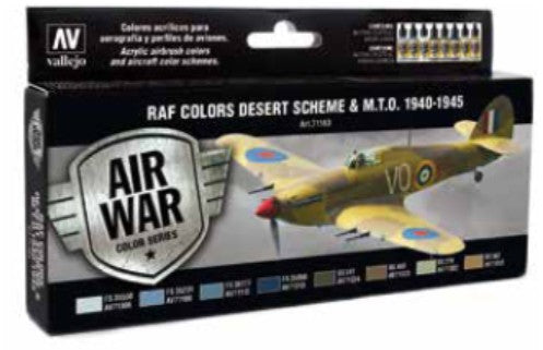 Vallejo 71163 17ml Bottle RAF Desert Scheme & MTO 1940-1945 Model Air War Paint Set (8 Colors)