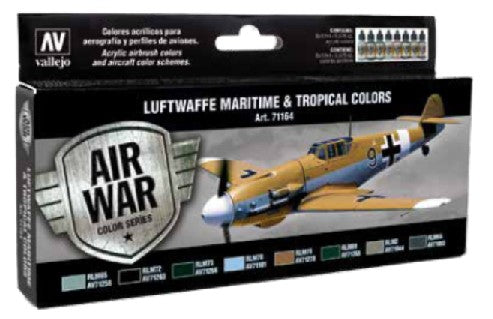 Vallejo 71164 17ml Bottle Luftwaffe Maritime & Tropical Model Air War Paint Set (8 Colors)