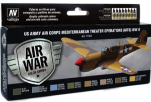 Vallejo 71183 17ml Bottle WWII US Army Air Corps Mediterranean Theater Operations (MTO) Model Air War Paint Set (8 Colors)