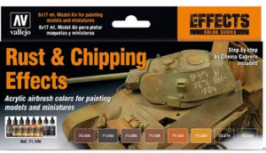 Vallejo 71186 17ml Bottle Rust & Chipping Effects Model Air Paint Set (8 Colors)