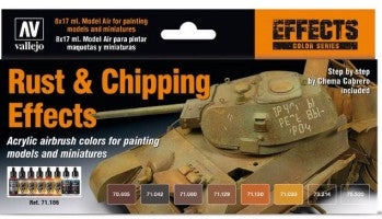 Vallejo 71186 17ml Bottle Rust & Chipping Effects Model Air Paint Set (8 Colors)
