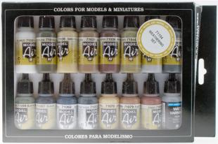 Vallejo 71194 17ml Bottle Weathering Model Air Paint Set (16 Colors)