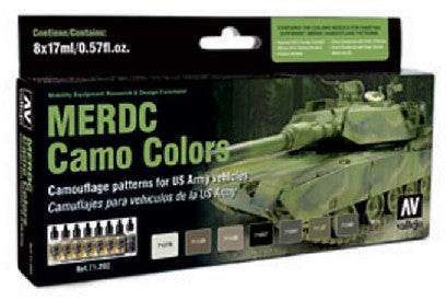 Vallejo 71202 17ml Bottle US Army MERDC Camo Vehicles Model Air Paint Set (8 Colors)