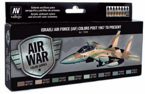 Vallejo 71203 17ml Bottle IAF Post 1967 to Present Model Air War Paint Set (8 Colors)