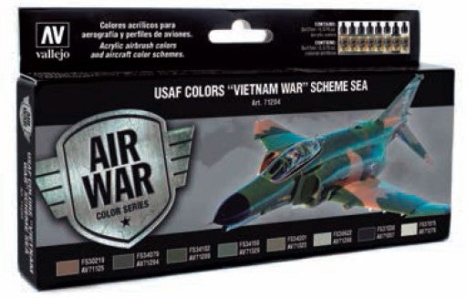 Vallejo 71204 17ml Bottle USAF Vietnam War SEA (South East Asia) Model Air War Paint Set (8 Colors)