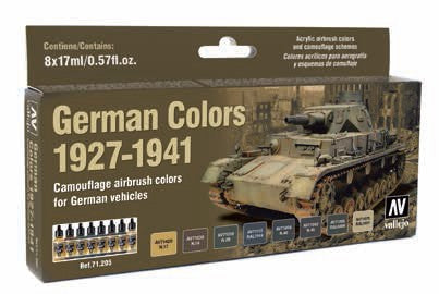 Vallejo 71205 17ml Bottle German 1927-1941 Vehicles Model Air Paint Set (8 Colors)