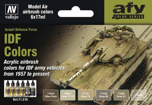 Vallejo 71210 17ml Bottle AFV IDF 1957-Present Vehicles Model Air Paint Set (6 Colors)