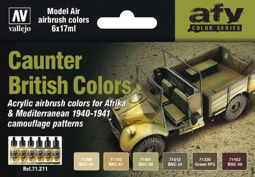 Vallejo 71211 17ml Bottle AFV British Caunter 1940-1941 Model Air Paint Set (6 Colors)