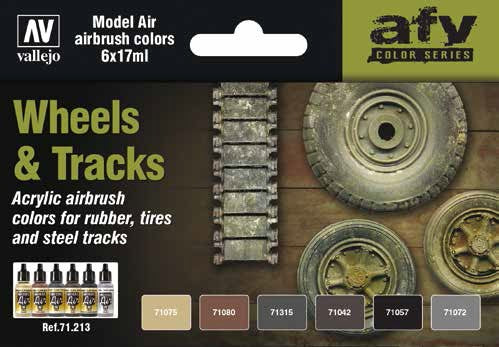 Vallejo 71213 17ml Bottle AFV Wheels & Tracks Model Air Paint Set (6 Colors)