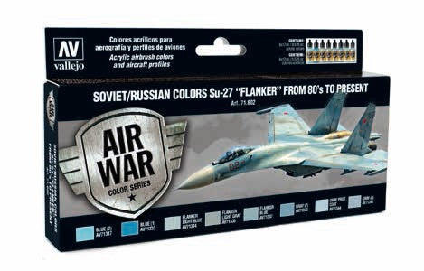 Vallejo 71602 17ml Bottle Soviet/Russian Su27 Flanker 80's to Present Model Air War Paint Set (8 Colors) 