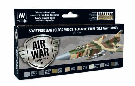 Vallejo 71606 17ml Bottle Soviet/Russian MiG23 Flogger Cold War to 90's Model Air War Paint Set (8 Colors) 