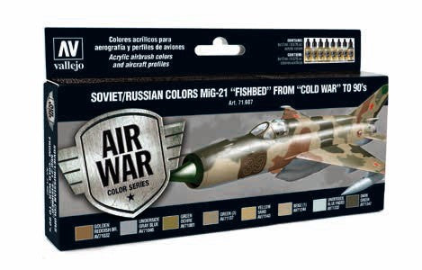 Vallejo 71607 17ml Bottle Soviet/Russian MiG21 Fishbed Cold War to 90's Model Air War Paint Set (8 Colors) 