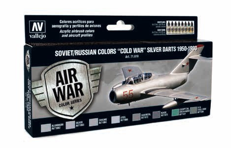 Vallejo 71610 17ml Bottle Soviet/Russian Cold War Silver Darts 1950 -1980 Model Air War Paint Set (8 Colors) 