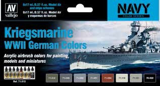 Vallejo 71615 17ml Bottle Navy Kriegsmarine WWII German Model Air Paint Set (8 Colors)