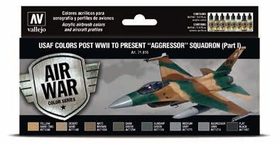 Vallejo 71616 17ml Bottle USAF Post WWII to Present Aggressor Squadron Part 1 Model Air War Paint Set (8 Colors) 