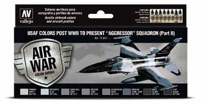 Vallejo 71617 17ml Bottle USAF Post WWII to Present Aggressor Squadron Part 2 Model Air War Paint Set (8 Colors) 